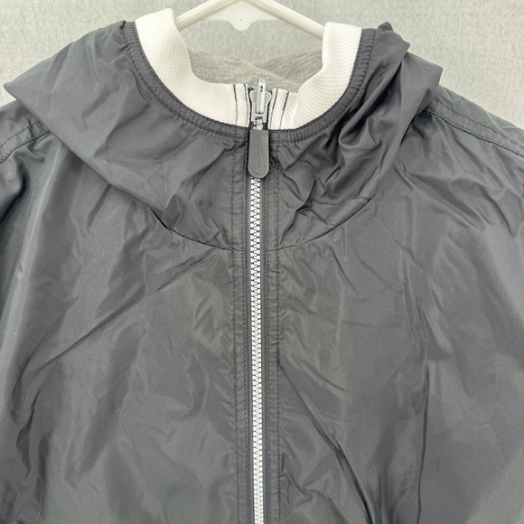Nike Windbreaker Womens Medium Black White Center Swoosh Jacket Y2K 1/4 Zip - Picture 3 of 6